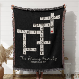 Personalized Crossword Puzzle Woven Blanket