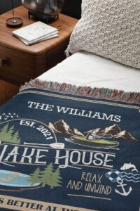Personalized Lake House Woven Blanket