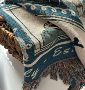 This Lake Life Woven Blanket is perfect as lake gift.