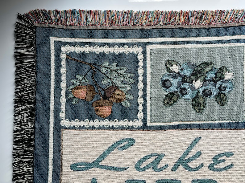 This Lake Life Woven Blanket is perfect as lake gift.