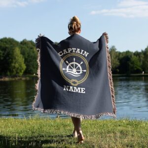 Captain First Mate Custom Woven Blanket Crew Personalized Gift Yacht Owner Crew Admiral Navigator Tapestry Yate Boat Nautical Gift for Dad