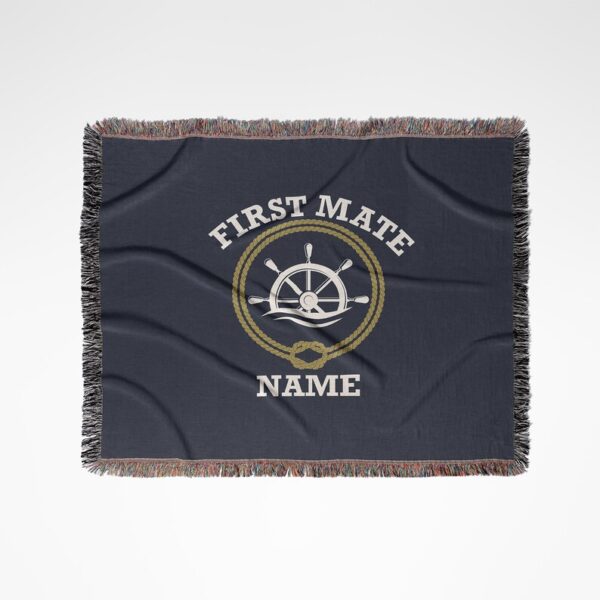 Captain First Mate Custom Woven Blanket Crew Personalized Gift Yacht Owner Crew Admiral Navigator Tapestry Yate Boat Nautical Gift for Dad