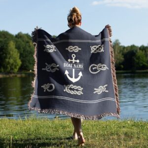 This Personalized Nautical Knots Woven Blanket is a perfect gift for New Boat Owners, Lake House Owners, anniversary, Valentine’s Day, housewarming gift, Christmas gift and more.