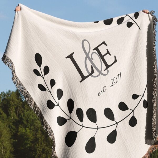 Woven Throw Blanket Couple Initials - Image 2