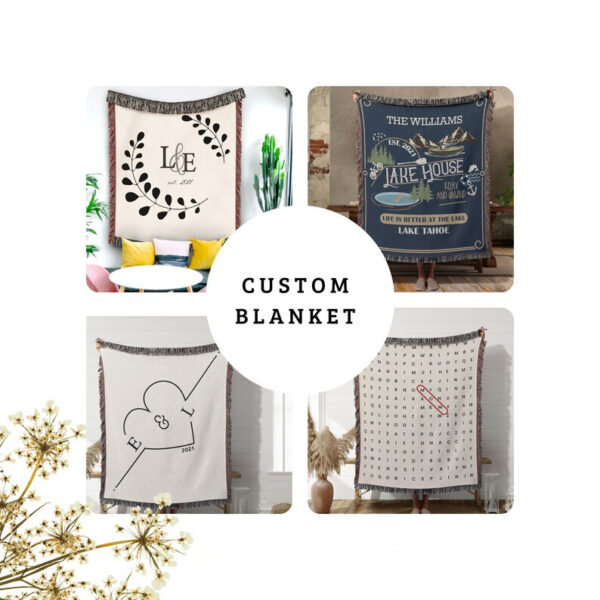 Pick your theme/color/message/match your decoration - Personalized Woven Blanket