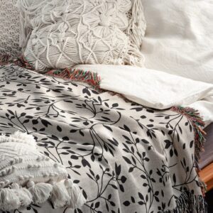Minimalist Climber Plant Woven Throw Blanket