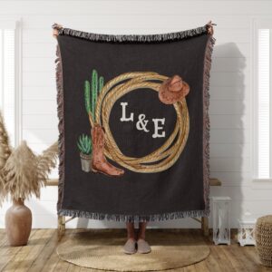 Personalized Western Blanket for Couple