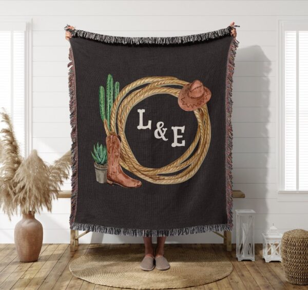 Personalized Western Blanket for Couple
