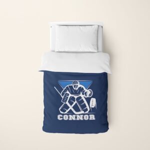 Hockey Bedding, Goalie Duvet Cover, Personalize your Duvet with your name, Custom Hockey Decor, Boys Hockey Bedding, Gifts for Sporty Kids