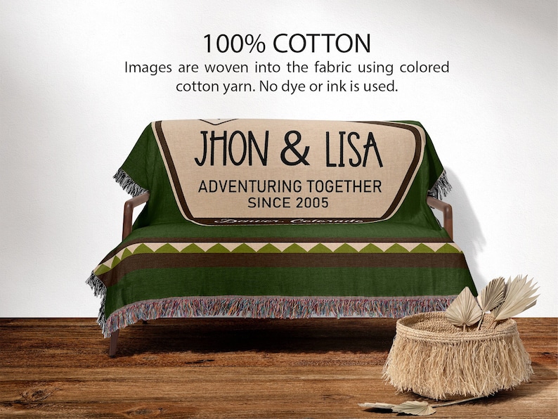 Personalized National Park Anniversary Cotton Woven Blanket, Outdoor, Camp Gift, Adventure, Wilde Life, Camp Road Trip, Adventuring Together