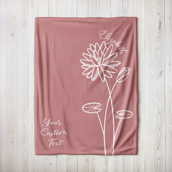 Birth Month Flower Gift, Personalized Name Blanket, custom floral throw blanket, customize with name throw, gift for mother, mom, grandma