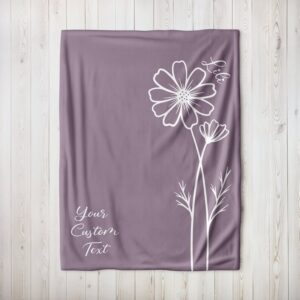 Birth Month Flower Gift, Personalized Name Blanket, custom floral throw blanket, customize with name throw, gift for mother, mom, grandma