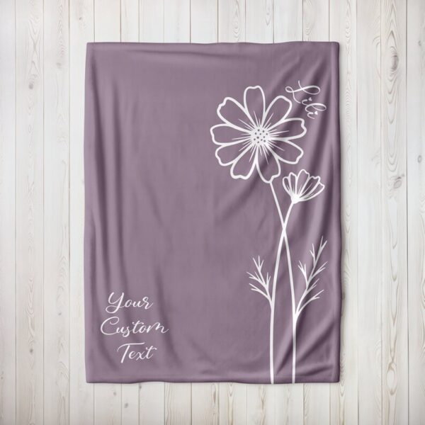 Birth Month Flower Gift, Personalized Name Blanket, custom floral throw blanket, customize with name throw, gift for mother, mom, grandma