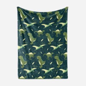 Personalized Dinosaurs Blanket - Car Seat Dino Blanket - Cozy & Warm Nap Blanket for Kid - Blanket with Dinos
