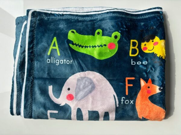 Personalized ABC Blanket - Animals Alphabet Blanket - Alphabet Gift for Kids - ABC Zoo Car Seat Blanket - Cozy & Warm Nap Blanket for Kid
