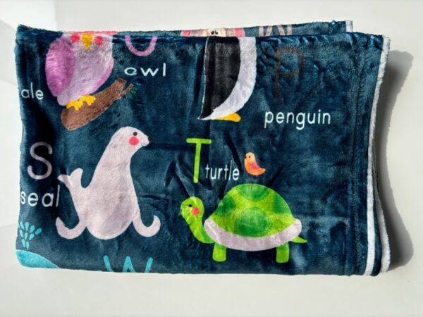 Personalized ABC Blanket - Animals Alphabet Blanket - Alphabet Gift for Kids - ABC Zoo Car Seat Blanket - Cozy & Warm Nap Blanket for Kid