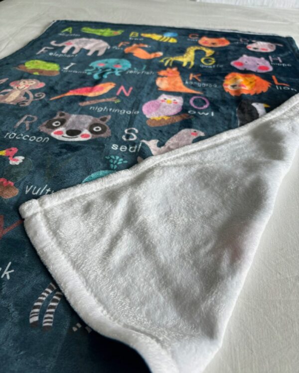 Personalized ABC Blanket - Animals Alphabet Blanket - Alphabet Gift for Kids - ABC Zoo Car Seat Blanket - Cozy & Warm Nap Blanket for Kid