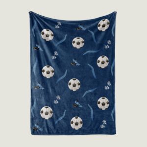 Soccer Blanket, Super Soft Warm Comfy Blanket with Soccer Theme, Great Soccer Gift and Boys Bedding decor
