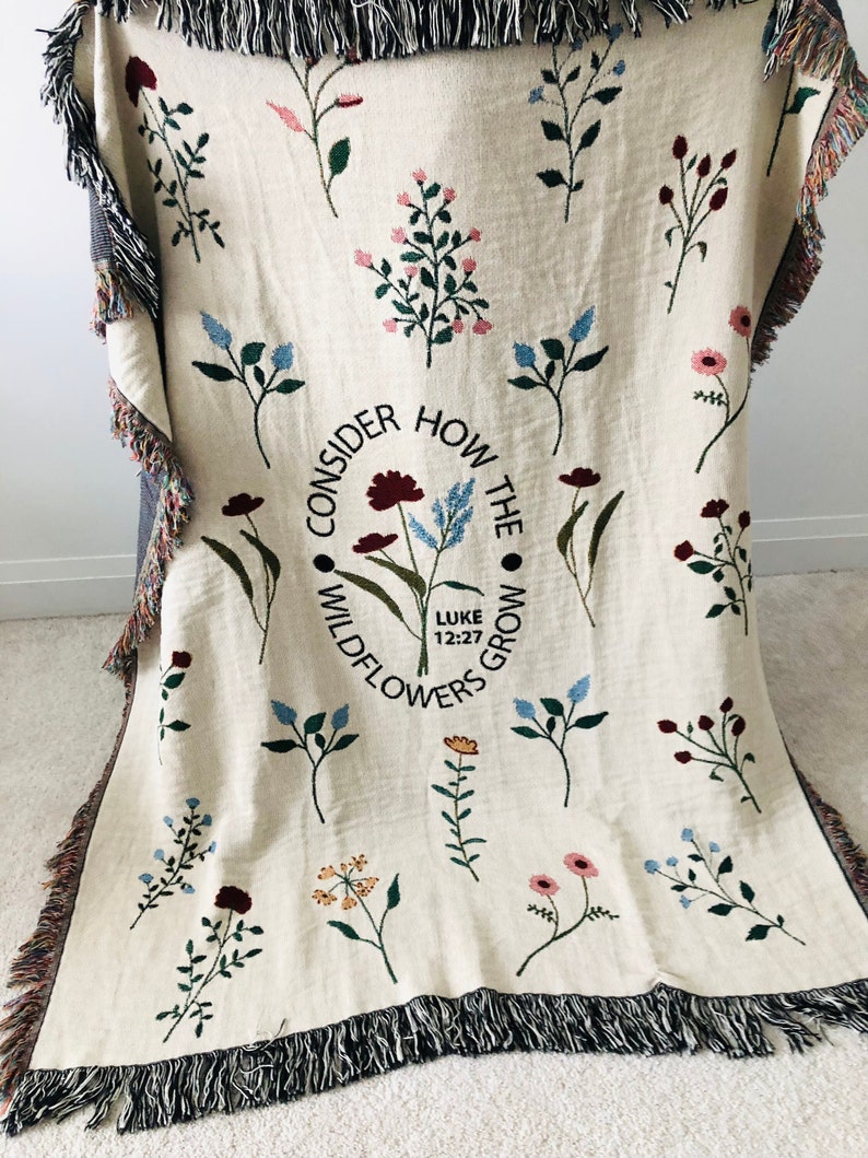 Consider How The Wildflowers Grow Woven Throw Blanket