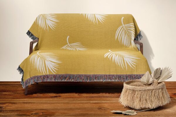 BOHO HANDMADE THROW Luxury Cotton Botanical leaf Decorative Woven Throw Blanket Wall Hanging Tapestry for Bed Sofa Couch Housewarming Gift