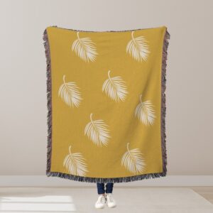BOHO HANDMADE THROW Luxury Cotton Botanical leaf Decorative Woven Throw Blanket Wall Hanging Tapestry for Bed Sofa Couch Housewarming Gift
