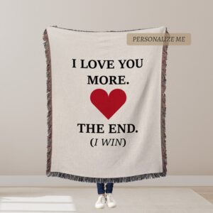 I LOVE YOU MORE Cotton Anniversary Gift Blanket For Girlfriend For Boyfriend For Wife For Husband First 2nd Anniversary Gift Valentines Gift