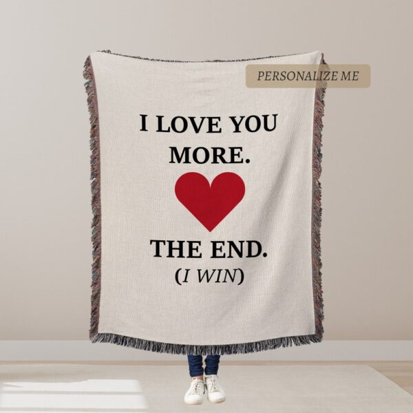 I LOVE YOU MORE Cotton Anniversary Gift Blanket For Girlfriend For Boyfriend For Wife For Husband First 2nd Anniversary Gift Valentines Gift