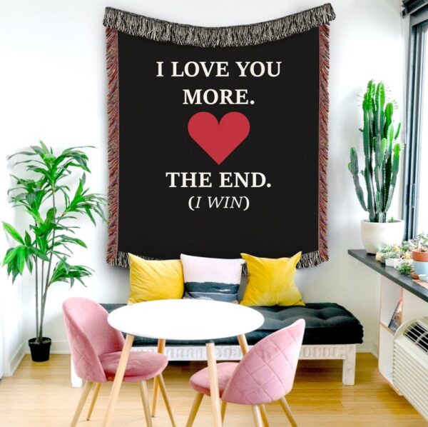 I LOVE YOU More Cotton Anniversary Gift Blanket Woven Throw For Girlfriend For Boyfriend For Wife For Husband First 2nd Anniversary Gift