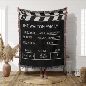 Personalized Movie Night Blanket, Home Theater, Theater Decor, Movie Couple Decor, Couples Gift, Cotton Anniversary, Wedding Gift, Movie Fan