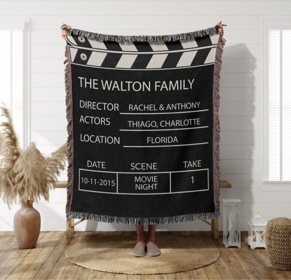 Personalized Movie Night Blanket, Home Theater, Theater Decor, Movie Couple Decor, Couples Gift, Cotton Anniversary, Wedding Gift, Movie Fan