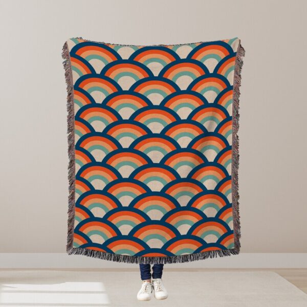 Rainbow Retro Woven Throw Blanket