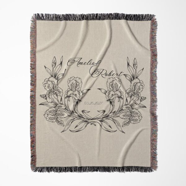 Floral Monogram Woven Blanket for Couple