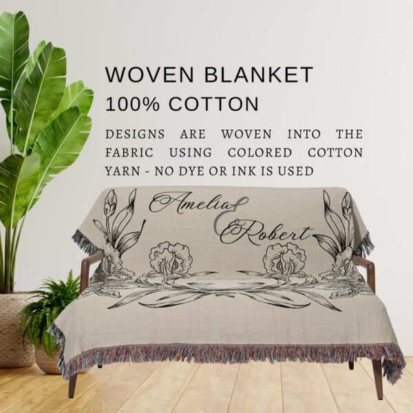 Floral Monogram Woven Blanket for Couple