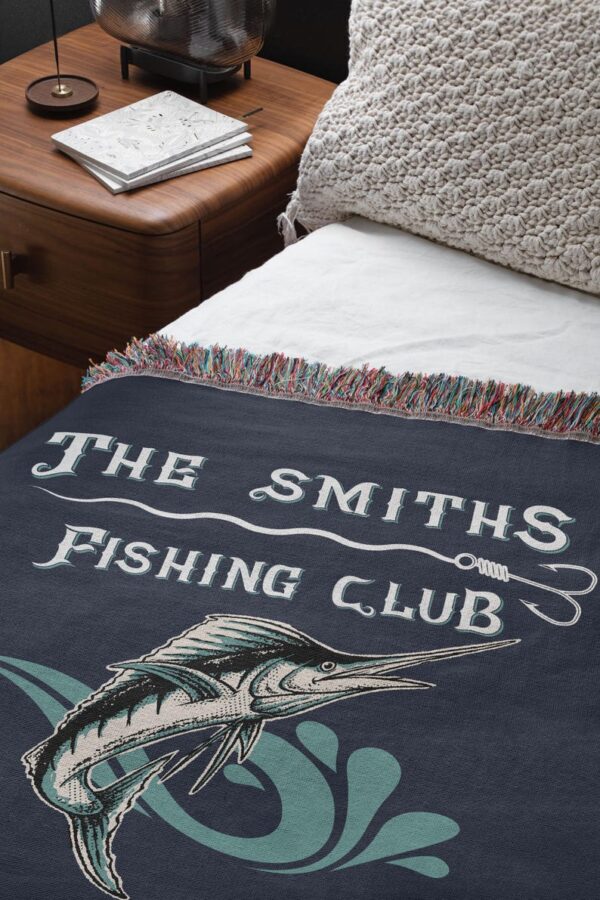 Personalized Fish Marlin Woven Blanket- Marina Gift for Fisherman - Nautical Decor - Beach House - Custom Fishing Family Gift Fishing Throw