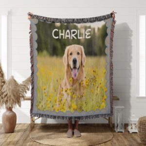 Dog Photo Blanket -Pet Dog Mom Gift, Custom Photo Picture Blanket, Pet Name Memorial Dog, Loss Cat, Gift Pet Owner, Fur baby