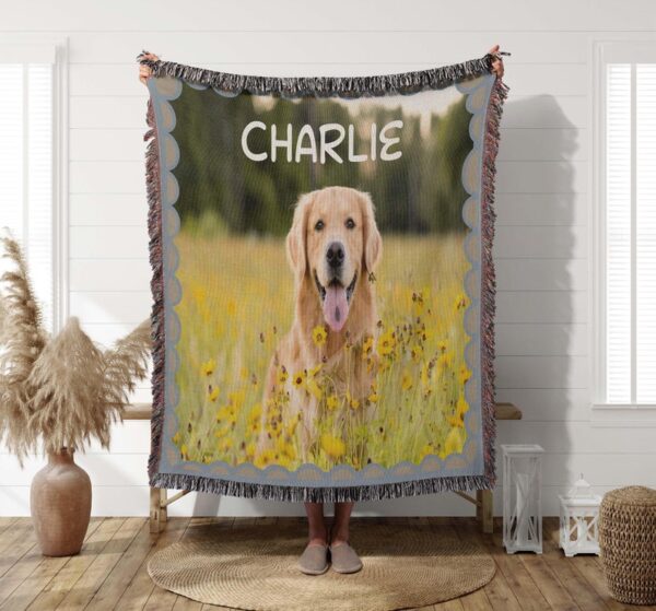 Dog Photo Blanket -Pet Dog Mom Gift, Custom Photo Picture Blanket, Pet Name Memorial Dog, Loss Cat, Gift Pet Owner, Fur baby