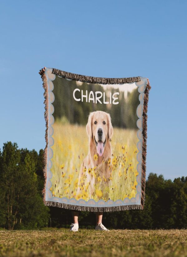 Dog Photo Blanket -Pet Dog Mom Gift, Custom Photo Picture Blanket, Pet Name Memorial Dog, Loss Cat, Gift Pet Owner, Fur baby