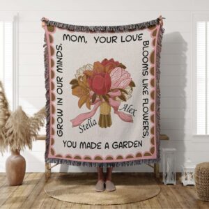 Flowers Bouquet Blanket for Mom Woven Blanket - Mothers Day Gift - Christmas Gift for Mum