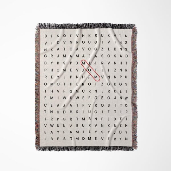 Word Search Woven Blanket - Unique Gift for Mom, Dad, Grandma, Grandpa, Family, Friend, Christmas, Birthday, Anniversary - 100 Cotton