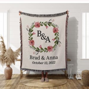 Personalized Blanket For Adults, Woven Throw Blanket Wedding Throw Unique Gift Idea for Love Cotton, Customizable Soft Blanket for Gifting