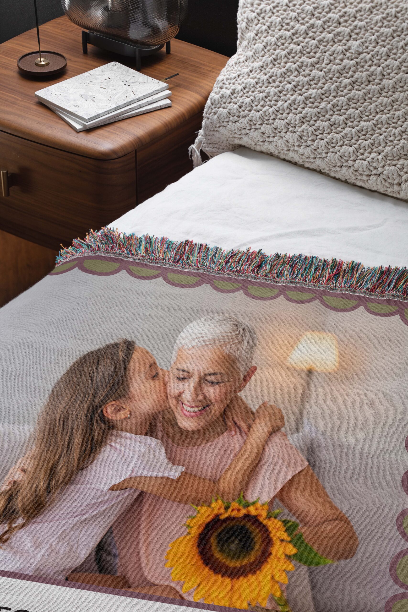 Grandma Personalized Photo Woven Cotton Throw, Picture Blanket, Custom Blanket with Picture, Custom Photo Blanket for Grandma Gift