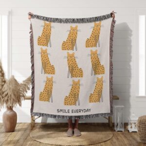 Tiger Personalized Throw Blanket: Jungle Decor, Maximalist Bedroom, Woven Cotton Throw for Nursery, Cute & Funny Gift for Animal Lovers