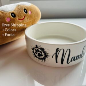 Unique Dog Food Bowl with Name, Personalized Ceramic Dog Bowl, Food/Water Bowl for Pet, Cat Feeder Bowl, Puppy Gift, Paws Gifts
