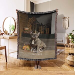Personalized Pet Memorial Gifts, Memorial Keepsakes, Pet Bereavement Gifts, Dog Loss Gifts, Custom Pet Portrait Blankets, Pet Gifts