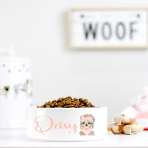 Cute Dog Bowl, Personalized Ceramic Dog Bowl, Food/Water Bowl for Pet, Cat Feeder Bowl, Puppy Gift, Paws Gifts