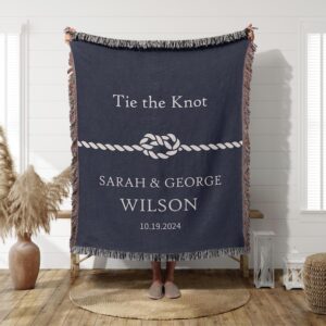 Tie the Knot Woven Blanket - Wedding Gift - Just Married keepsake