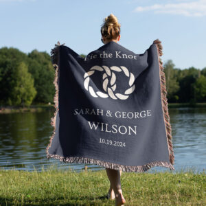 Beach Wedding Blanket - Tie the Knot Woven Blanket - Unique Beach Wedding Gift