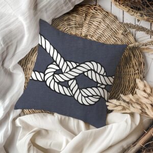 Nautical Knots Woven Pillow - Maritime Home Decor, Beach House Accent, coastal-inspired, Sea-Inspired Pillow, Coastal Look