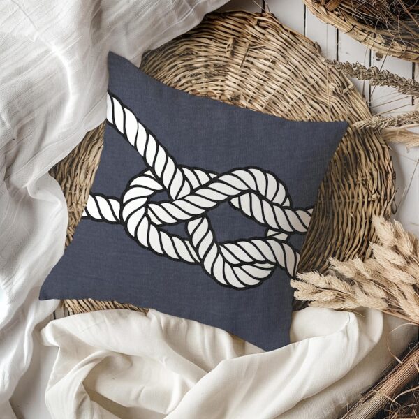 Nautical Knots Woven Pillow - Maritime Home Decor, Beach House Accent, coastal-inspired, Sea-Inspired Pillow, Coastal Look