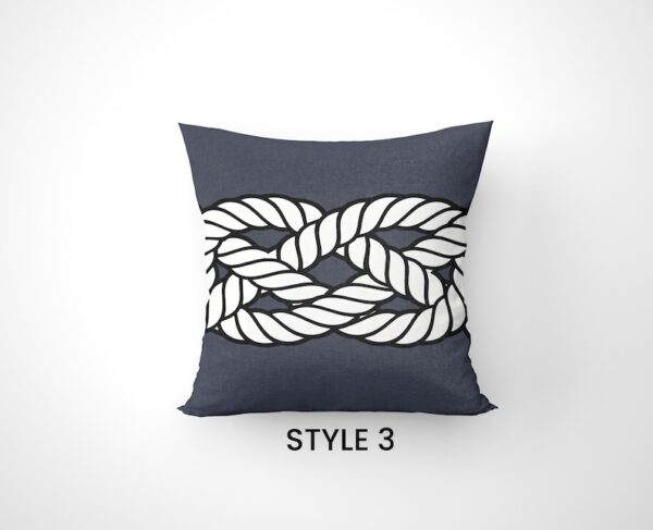 Nautical Knots Woven Pillow - Maritime Home Decor, Beach House Accent, coastal-inspired, Sea-Inspired Pillow, Coastal Look